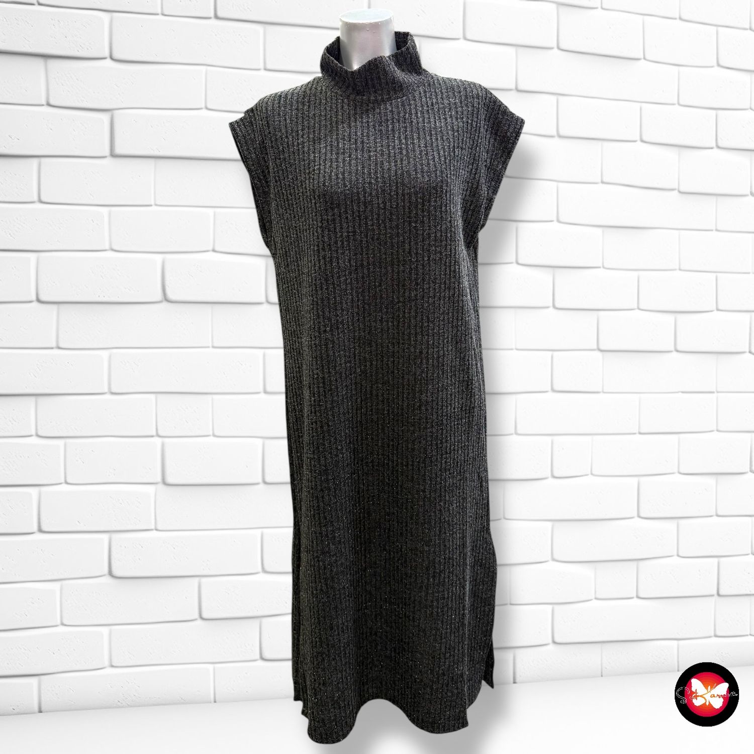 Vestido largo tipo maxi chaleco de punto con brillo EASY WEAR Talla M (grande)