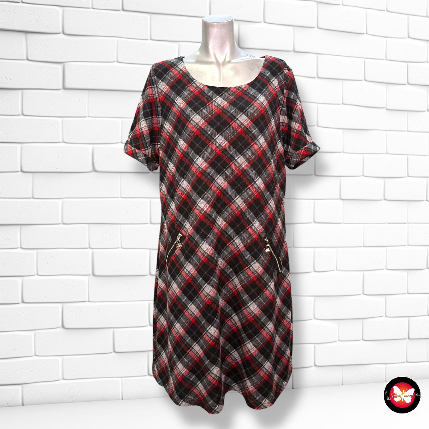 **HOY** Vestido de punto de cuadros YUMI Talla 44
