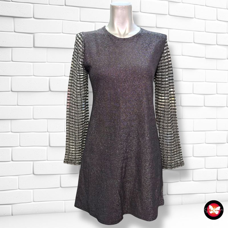 **HOY** Vestido de noche con lurex y mangas traslúcidas Talla S