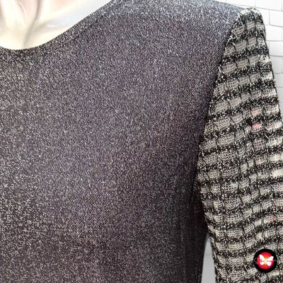 **HOY** Vestido de noche con lurex y mangas traslúcidas Talla S