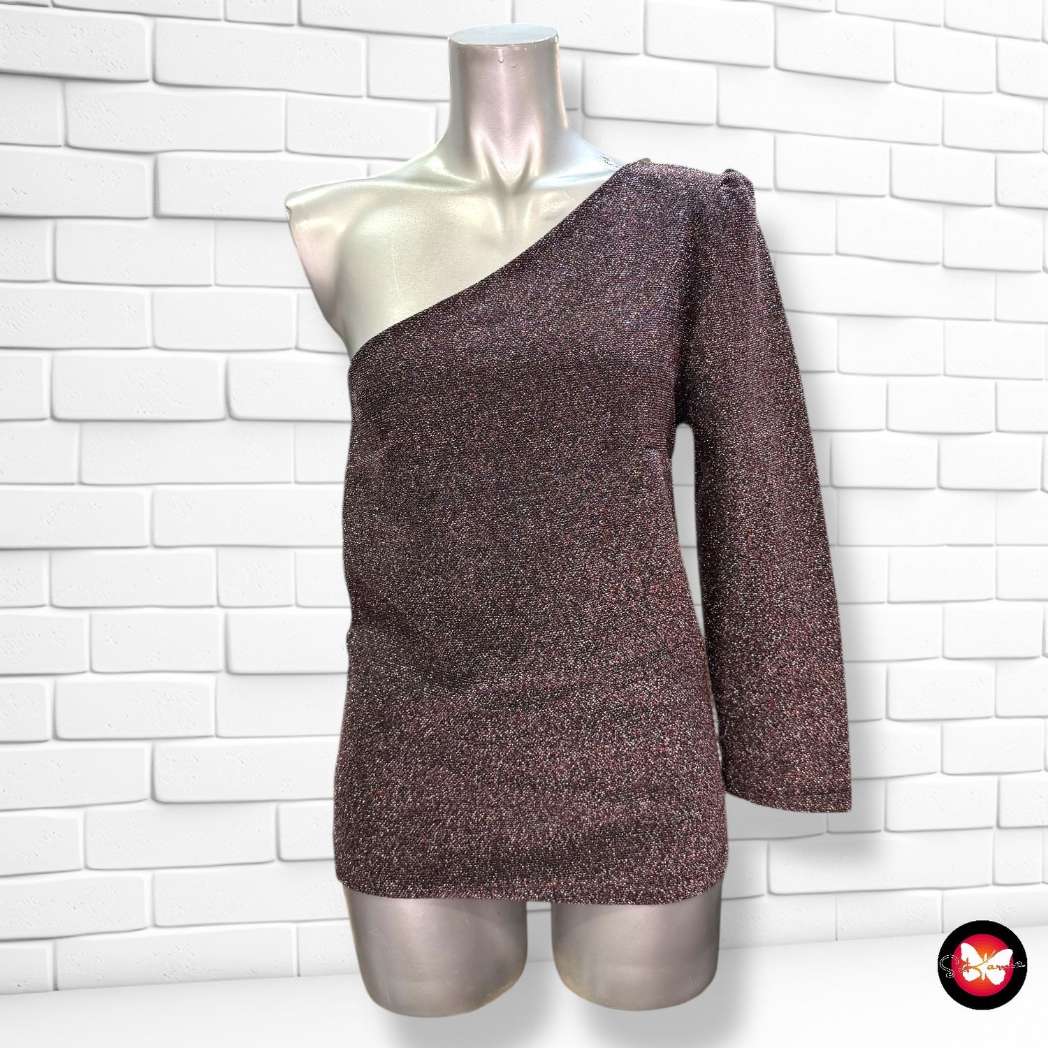 **HOY** Blusa de noche con lurex y escote asimétrico Talla L