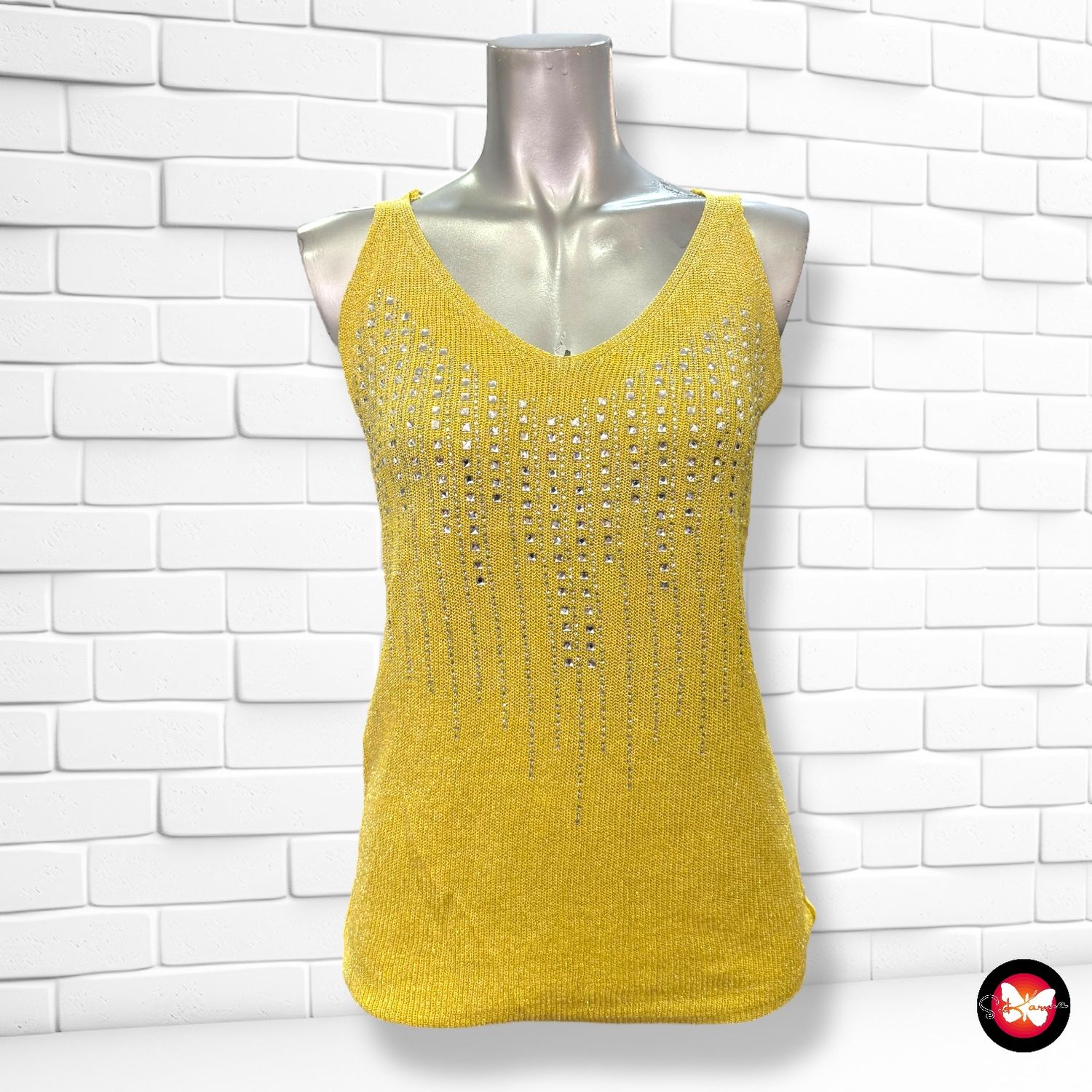 **HOY** Jersey de tirantes con lurex y pedrería Talla Única