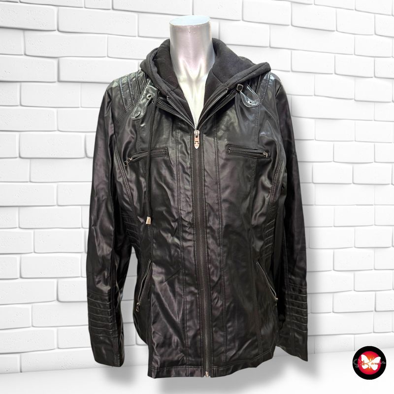 **HOY** Cazadora de piel sintética con capucha de sudadera Talla XL (pequeña)