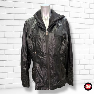 **HOY** Cazadora de piel sintética con capucha de sudadera Talla XL (pequeña)