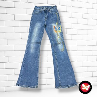 **HOY** Pantalón vaquero campana con bordados SHEIN petite Talla XS