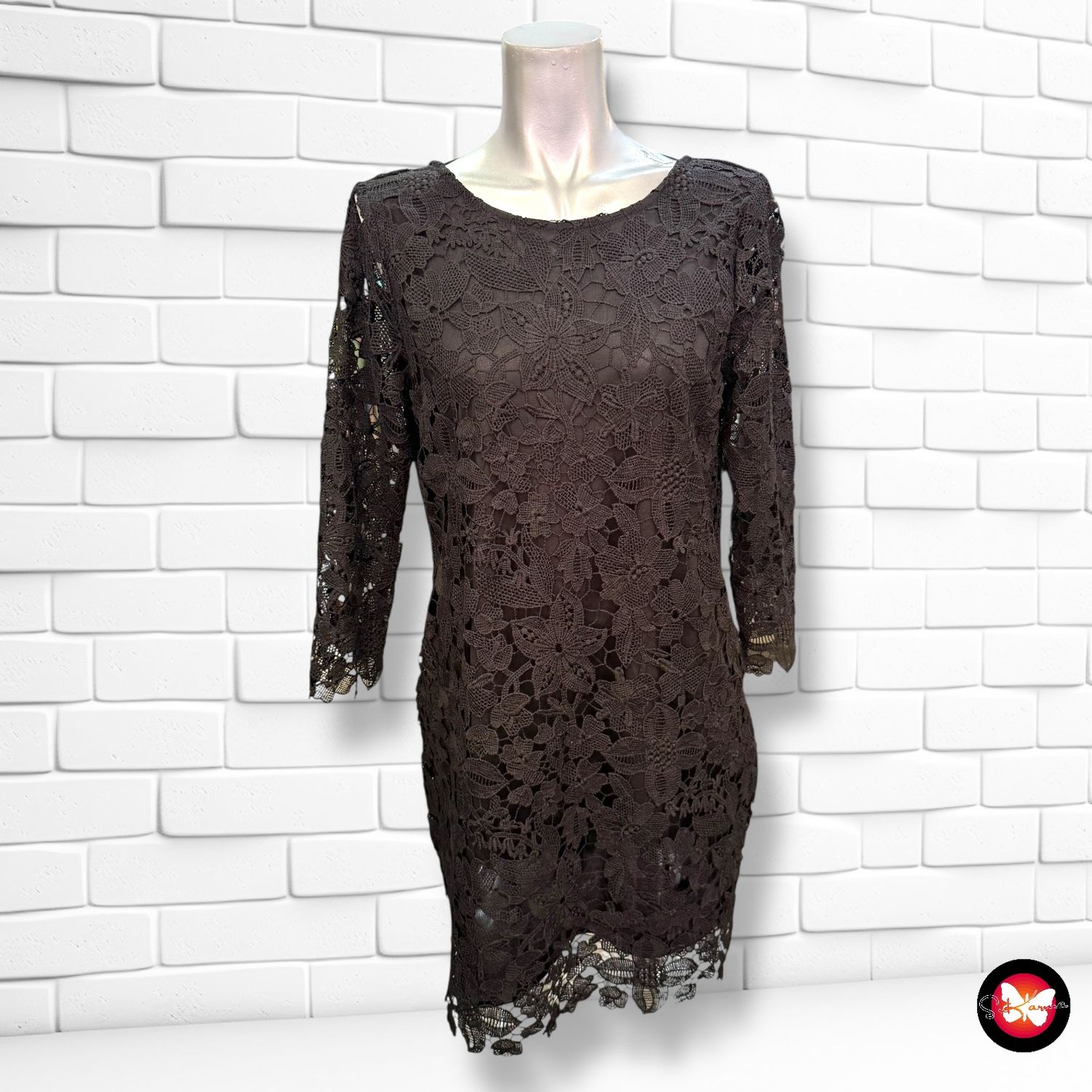 Vestido de noche de encaje y espada abierta PULL&amp;BEAR Talla M