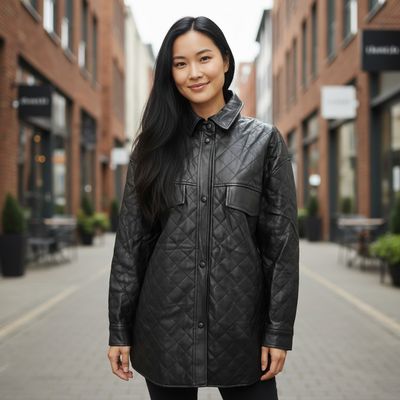 Cazadora de piel sintética tipo sobre camisa MANGO Talla M (grande)