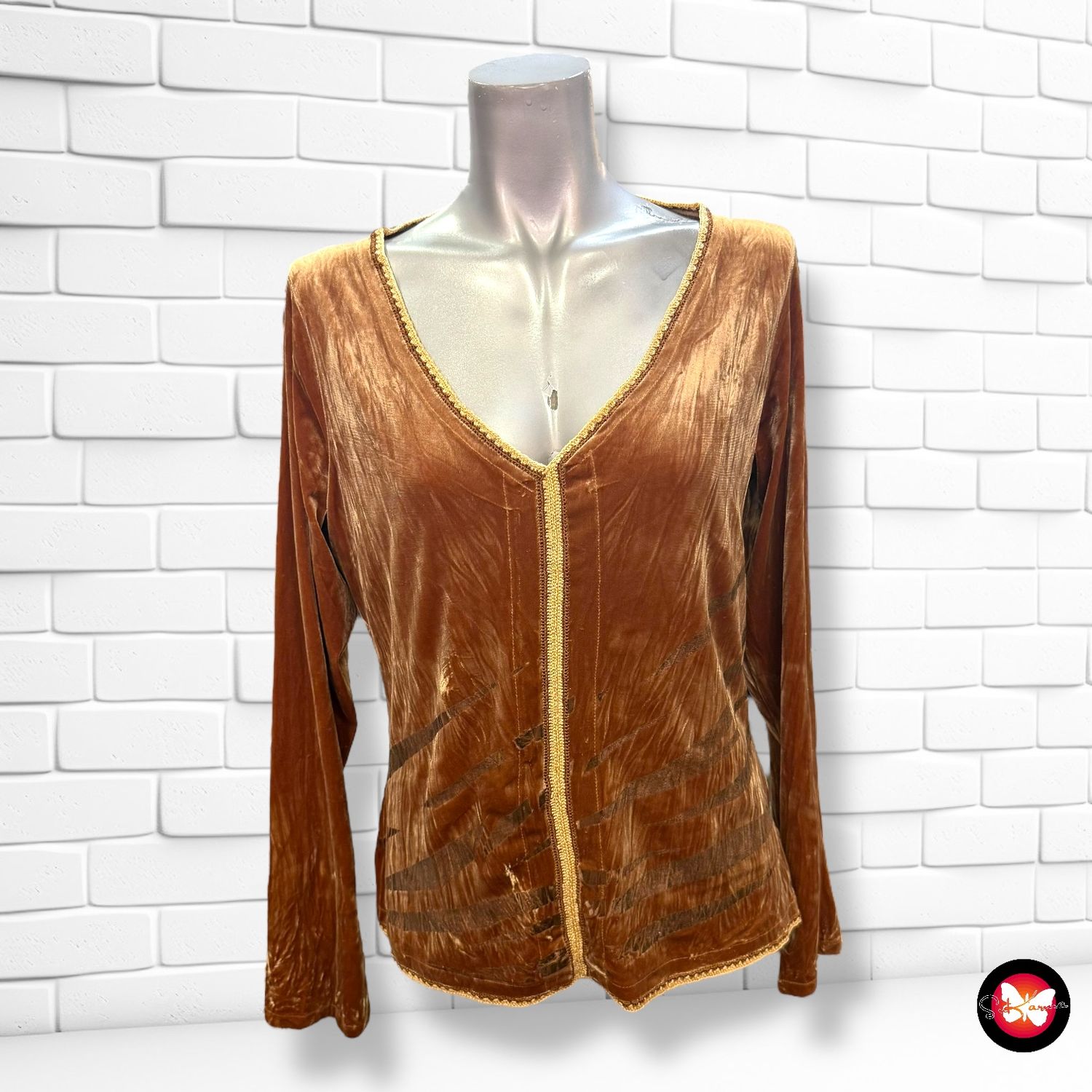 **HOY** Blusa de manga larga de terciopelo Talla L