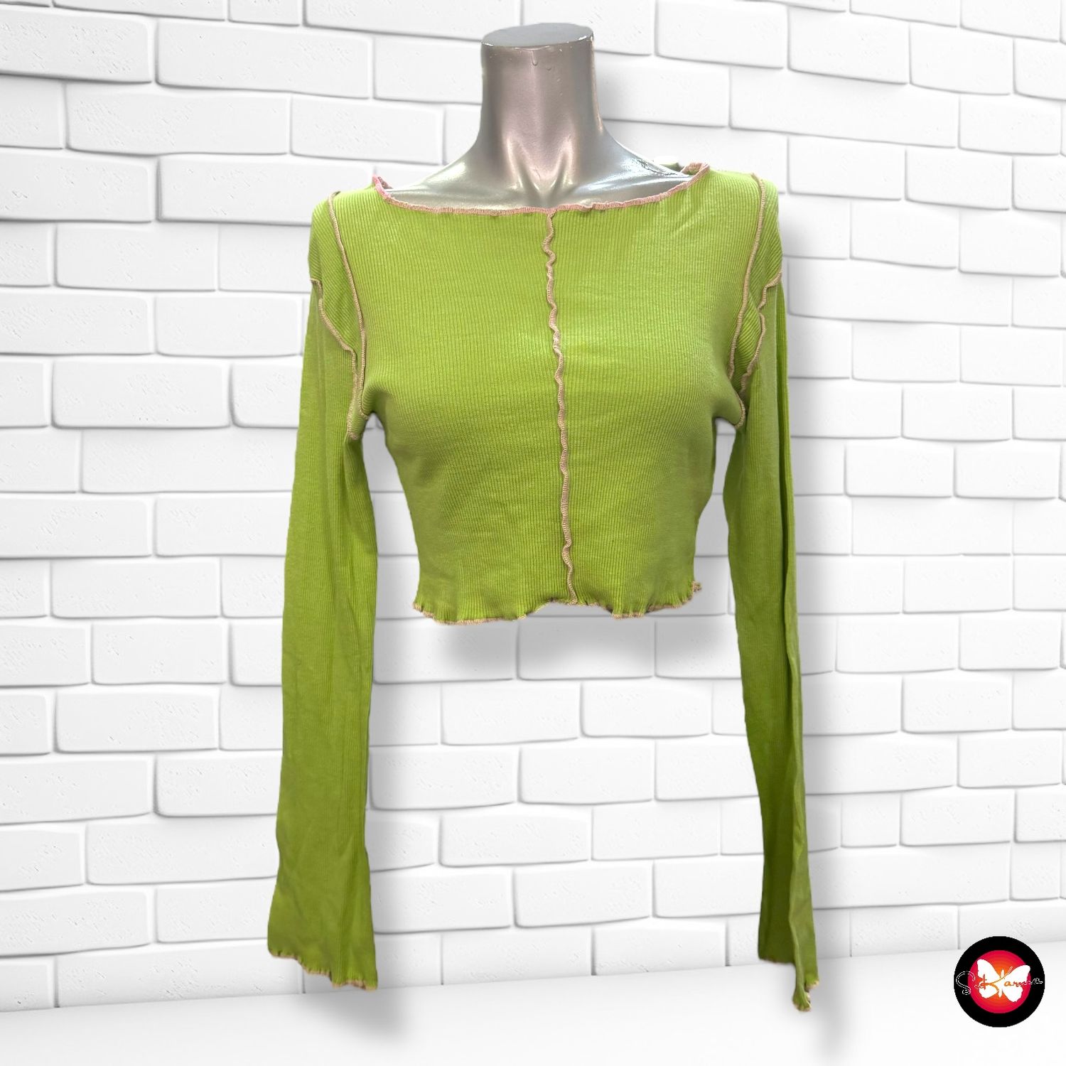 **HOY** Camiseta cropped canalé de manga larga DAISY STREET Talla M