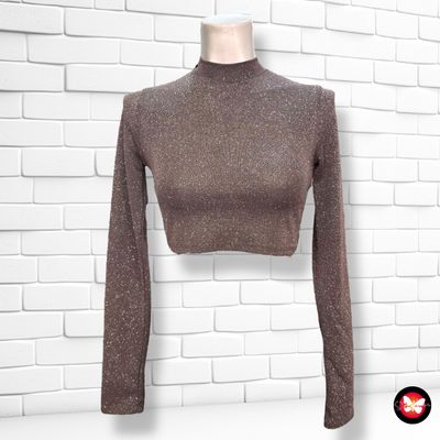 Blusa cropped de noche con lurex PULL&amp;BEAR Talla S