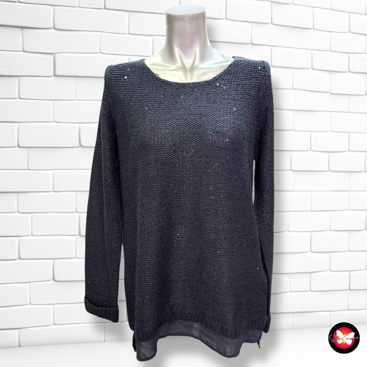 Jersey de manga larga con lentejuelas y bajo ESMARA Talla M