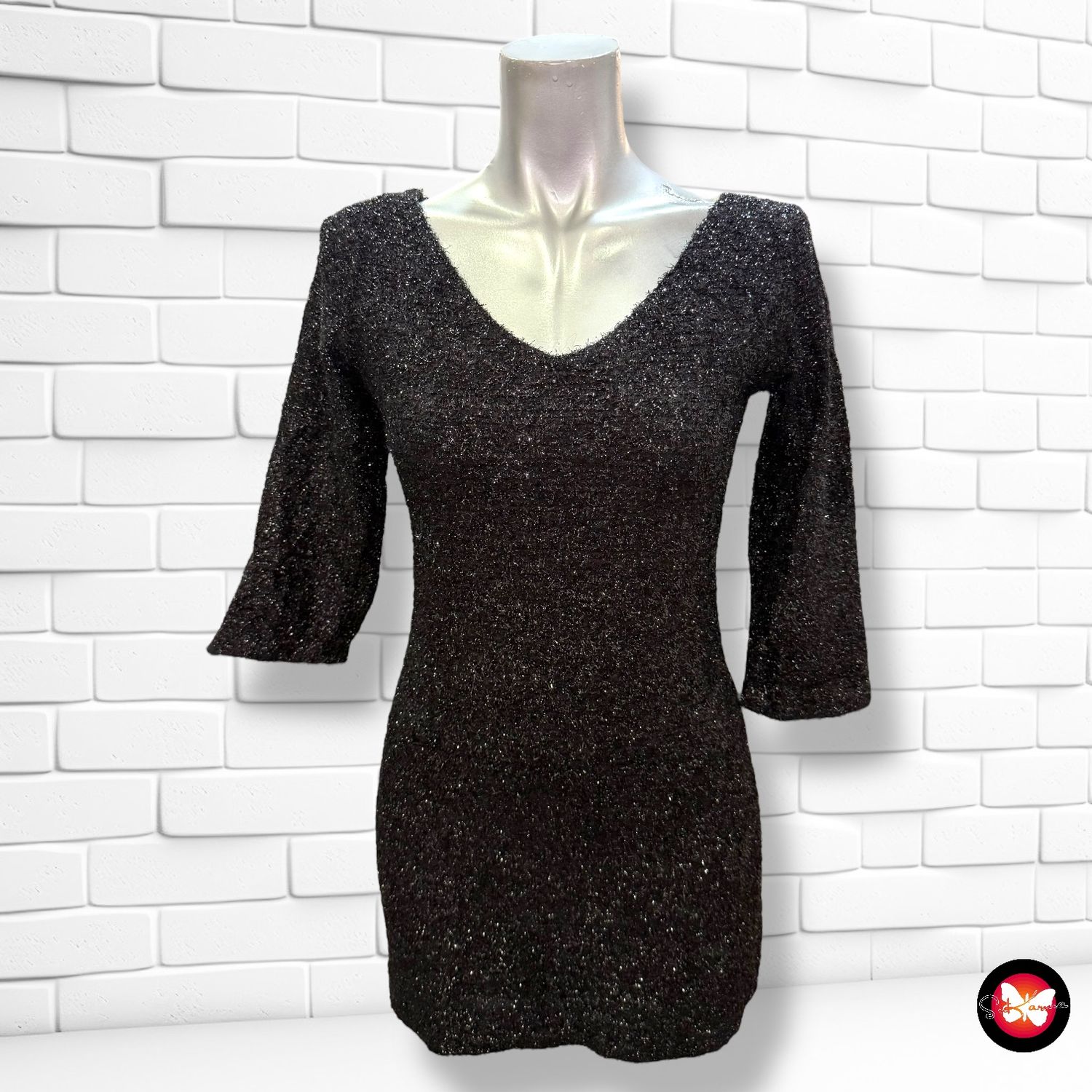 Vestido de punto con brillo Talla S