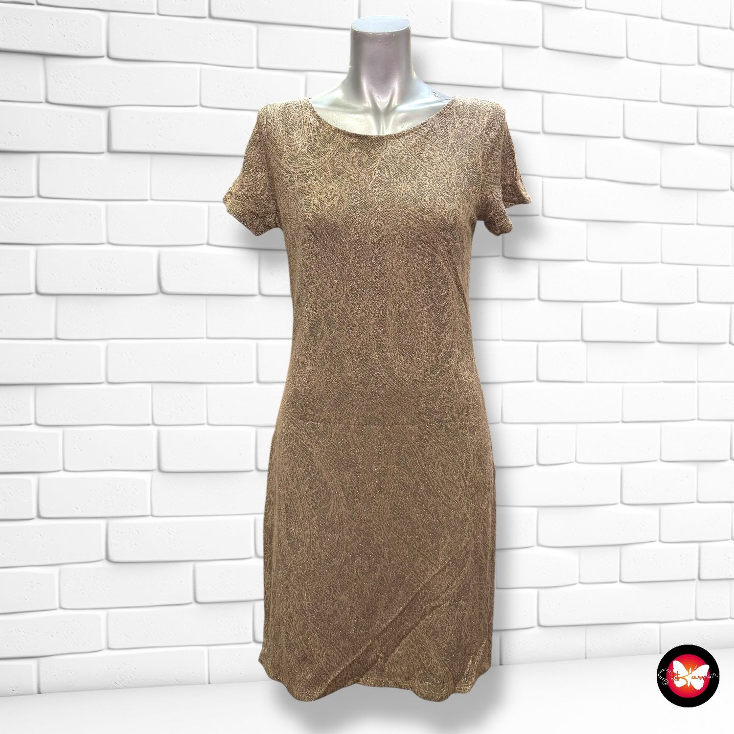 Vestido de punto con lurex de manga corta Talla S