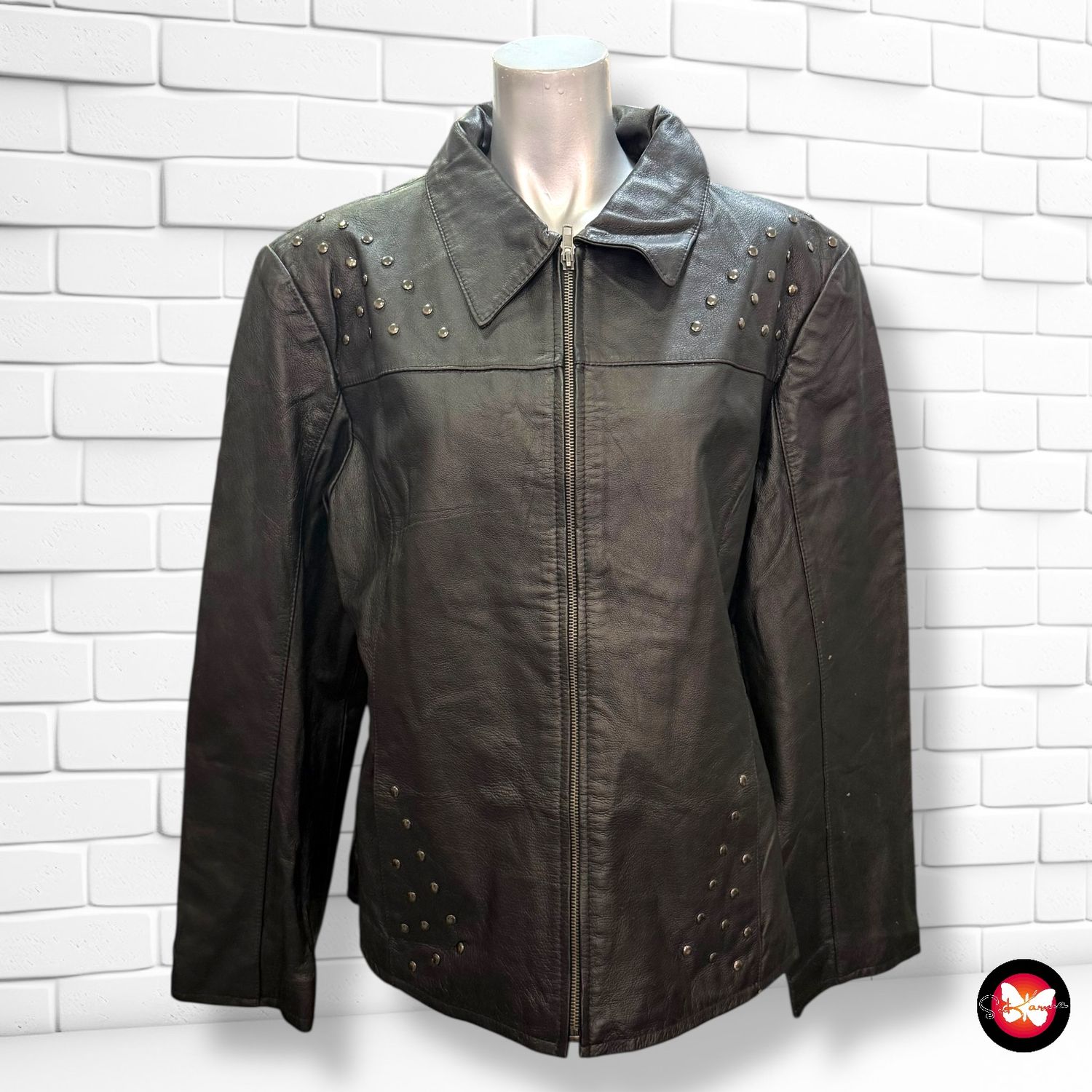 Cazadora de piel con tachitas WOODPECHER Talla