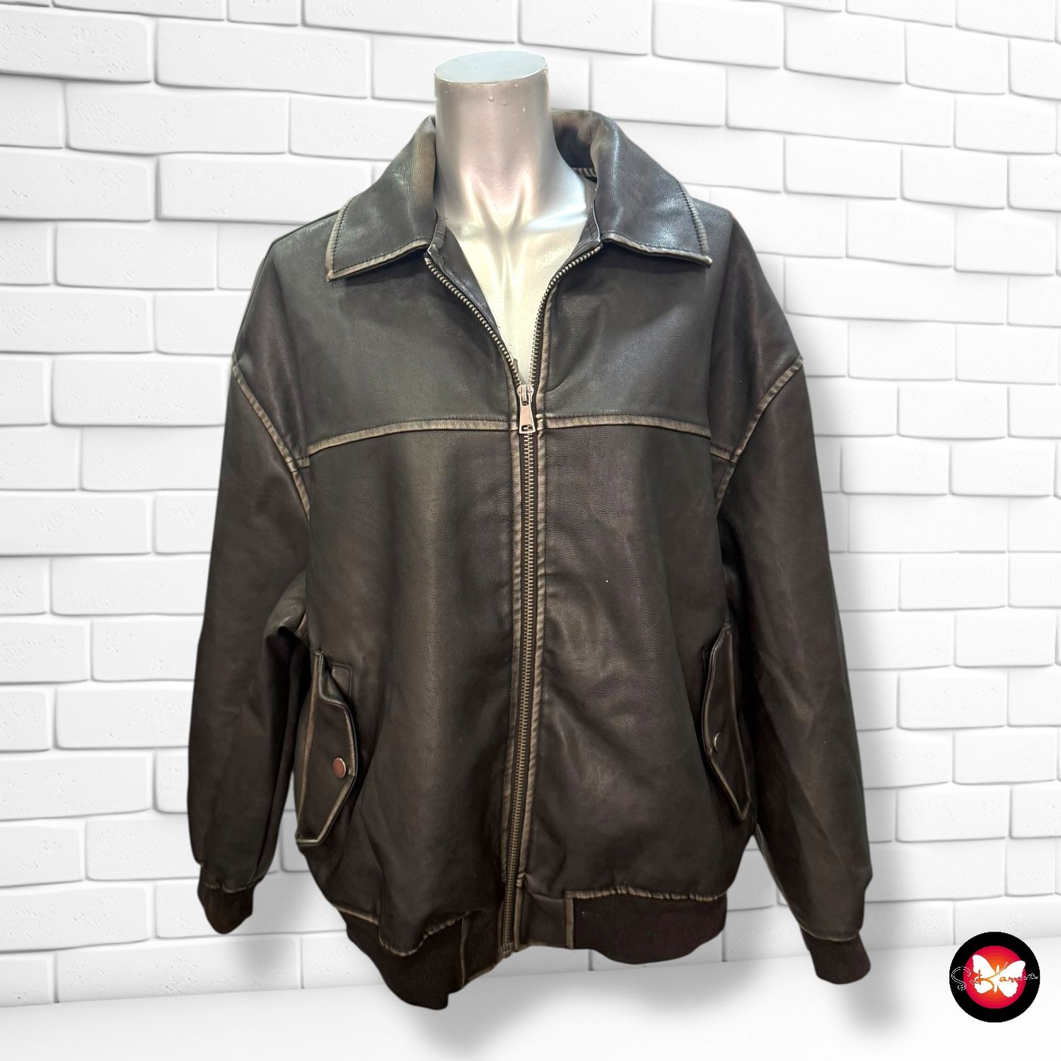 Cazadora de piel sintética STRADIVARIUS Talla S