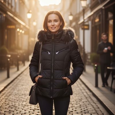 Chaqueta acolchada con pelo en la capucha MONCLER Talla XS