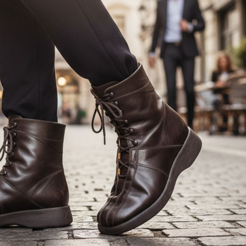 Botines de piel con cordones BANA T36