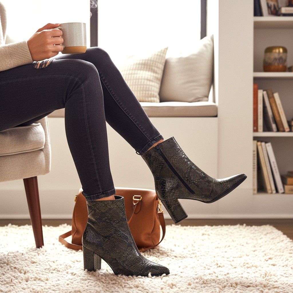 Botines de tacón efecto serpiente T38