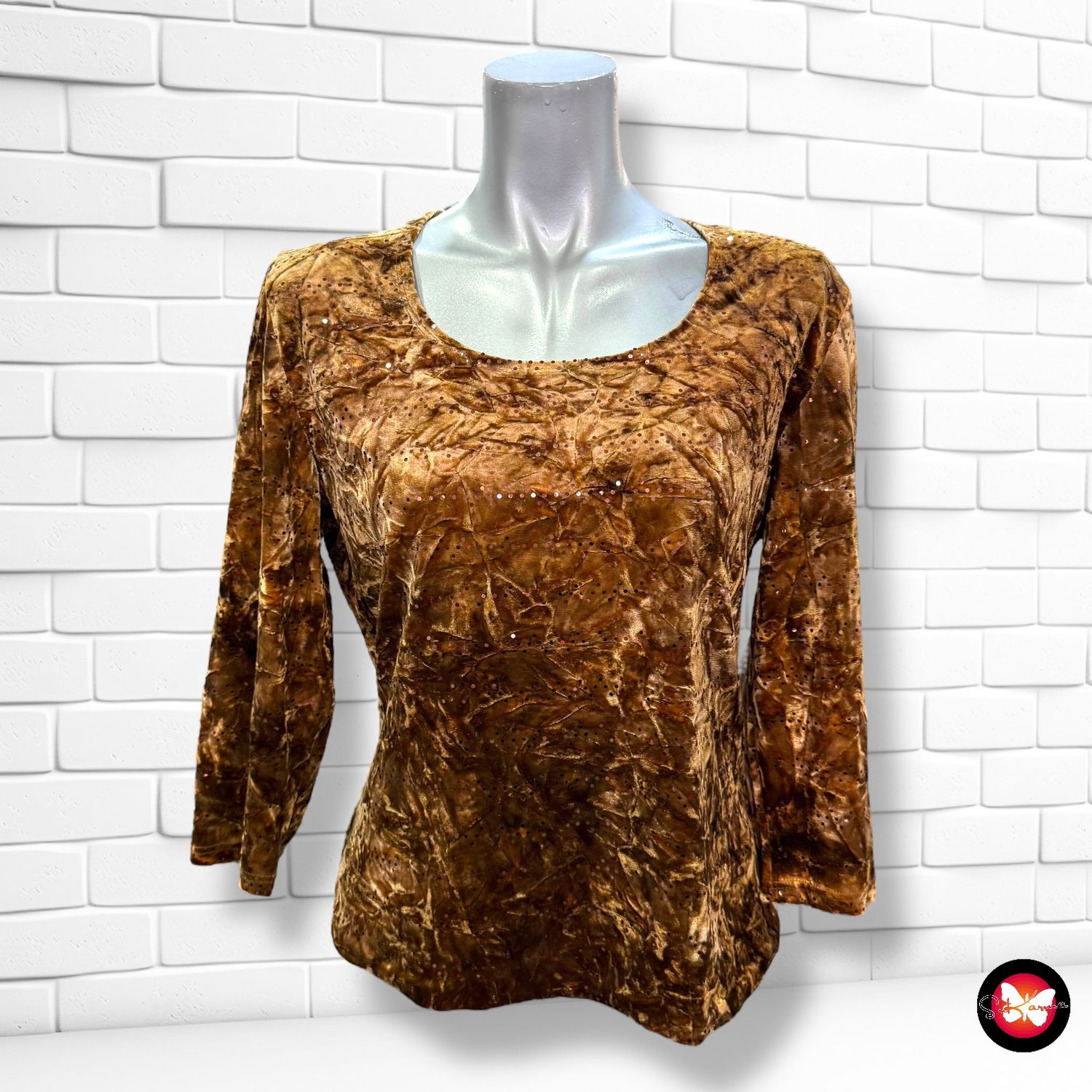 Blusa de manga larga de terciopelo con brillo CAPPUCCINI Talla 46 (pequeña)