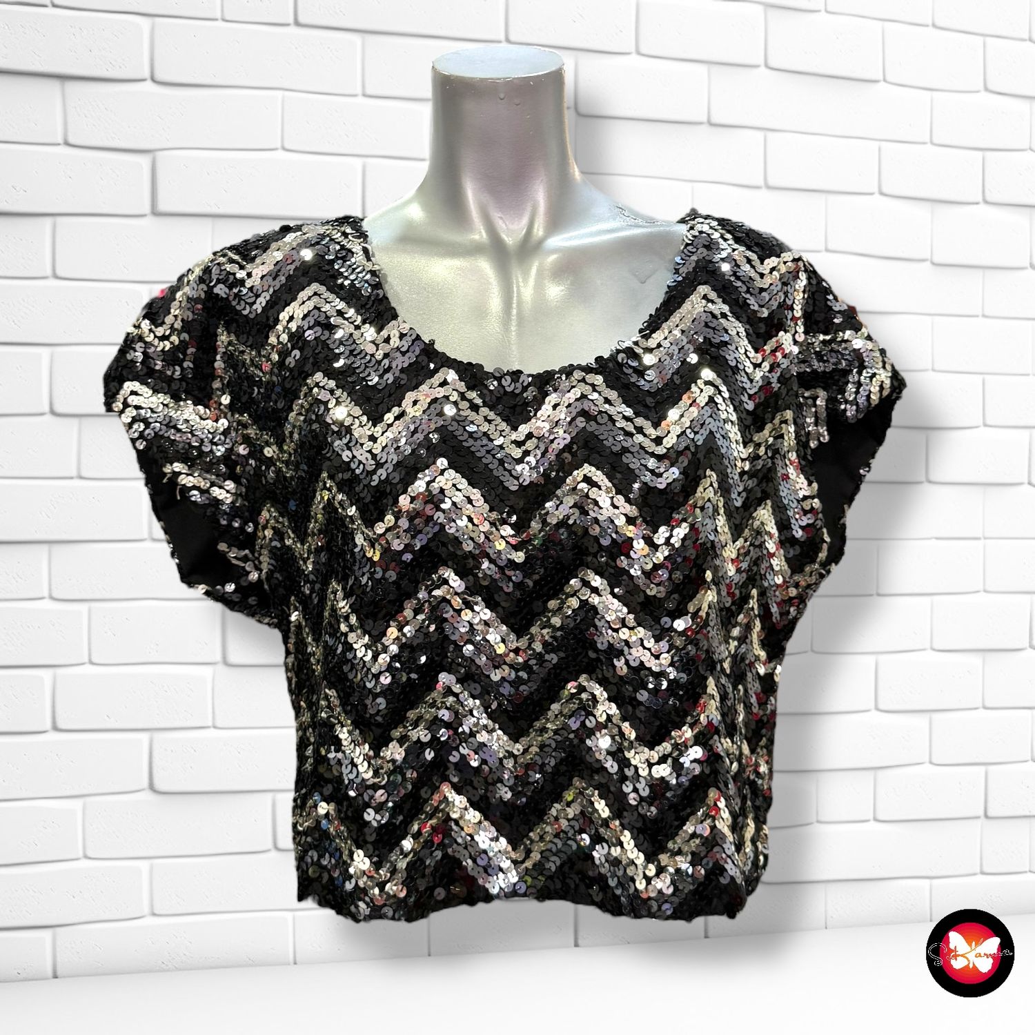 Blusa de noche de lentejuelas Talla L