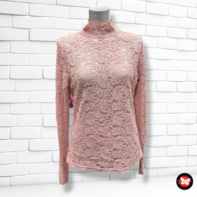 Blusa de manga larga de encaje Talla M/L