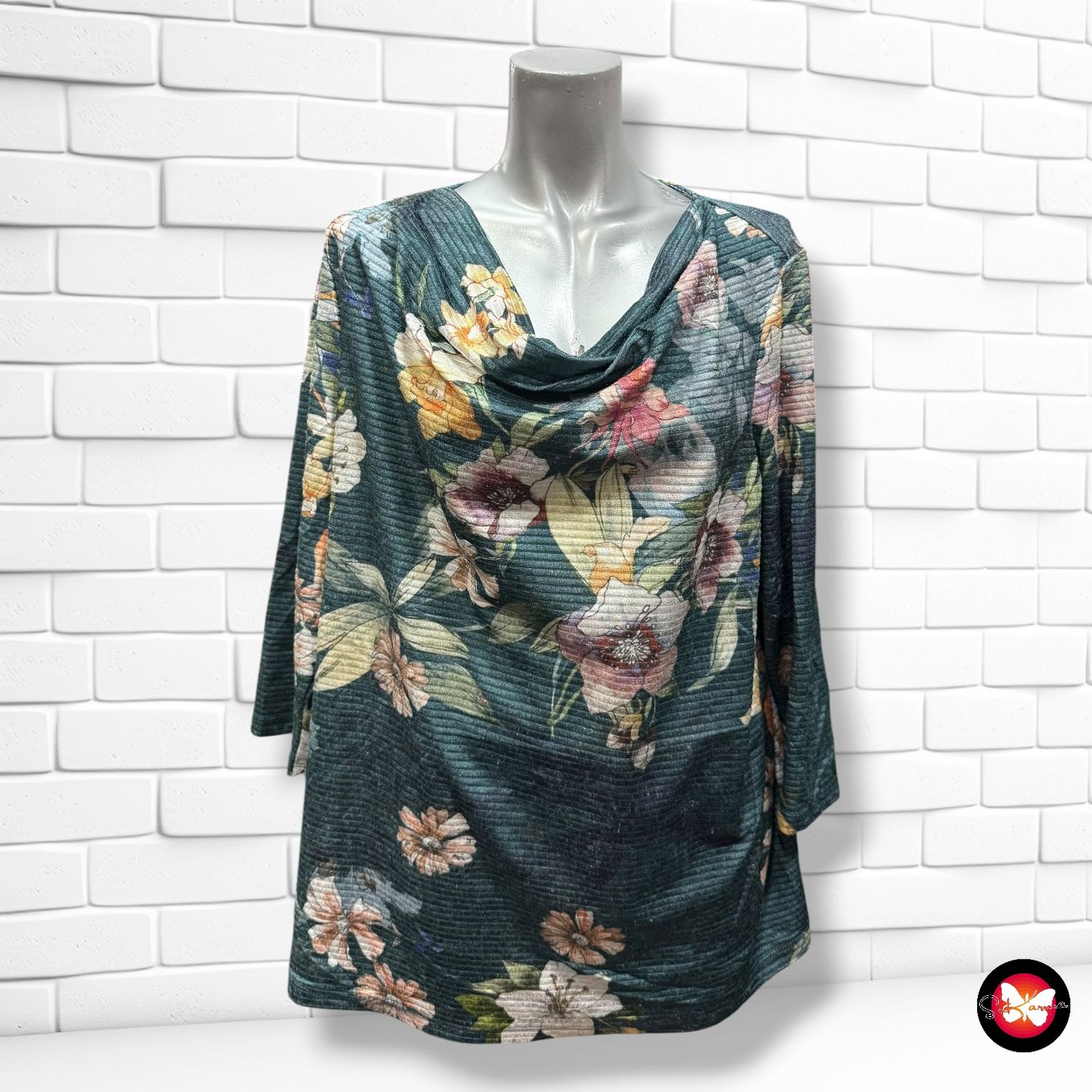 Jersey de manga larga estampado con escote drapeado GERRY WEBER Talla 46