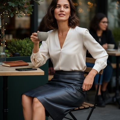 Falda de piel vintage Talla 44 (pequeña)