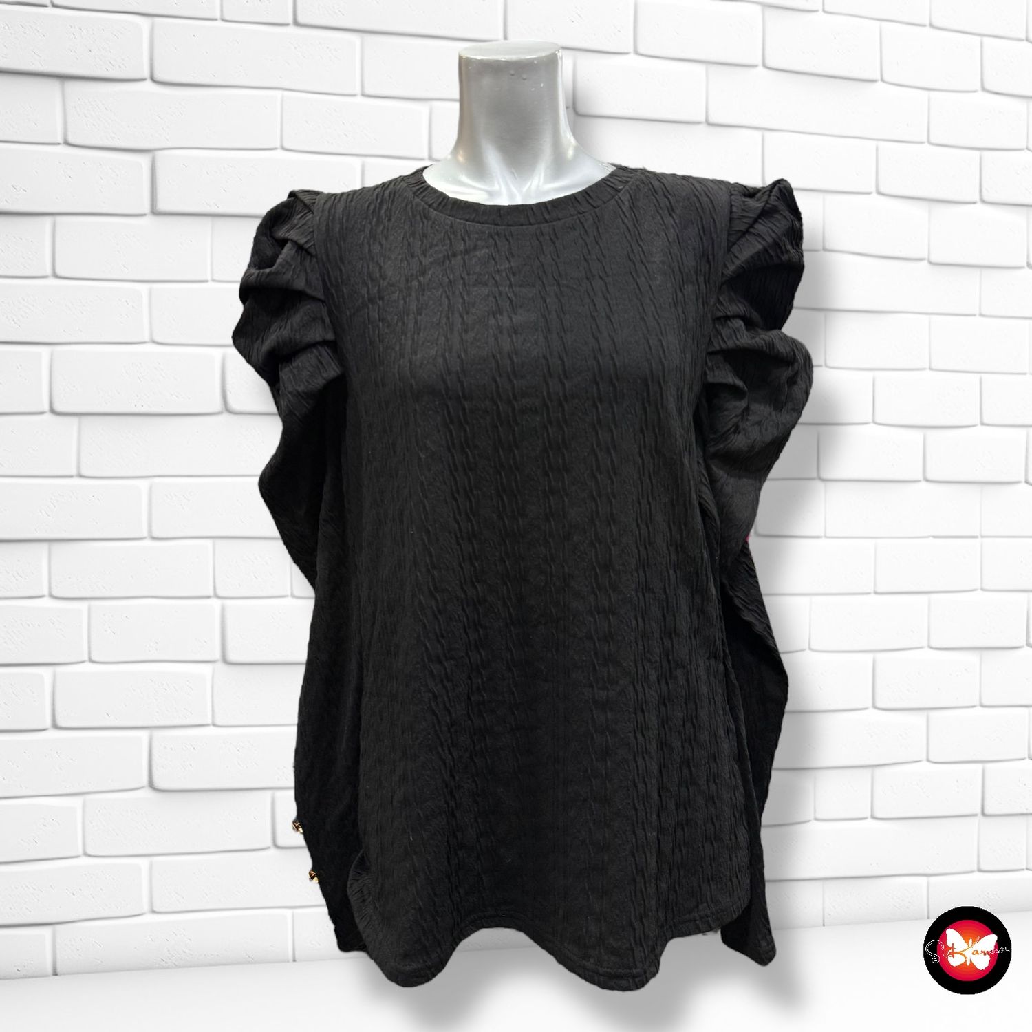 Blusa de manga larga con mangas abullonadas SHEIN Talla XL
