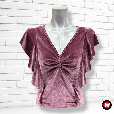 Blusa de terciopelo de mangas de volante STRADIVARIUS Talla L