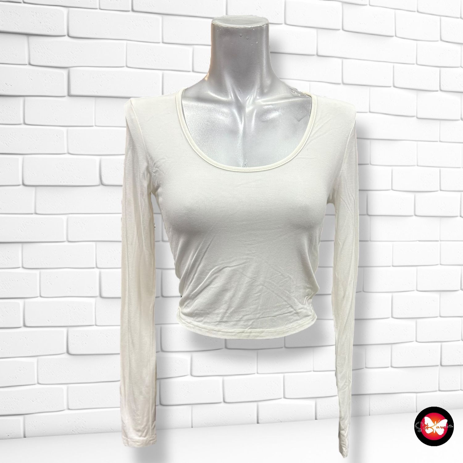 Camiseta cropped de manga larga SHEIN Talla XS