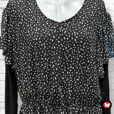 Vestido largo de lunarcitos y manga larga JANINA Talla 46