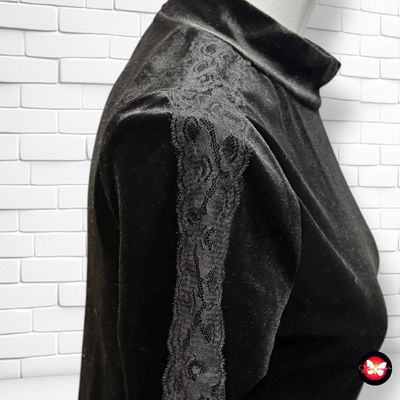 Vestido de manga corta de terciopelo con encaje SEVEN SISTERS Talla S