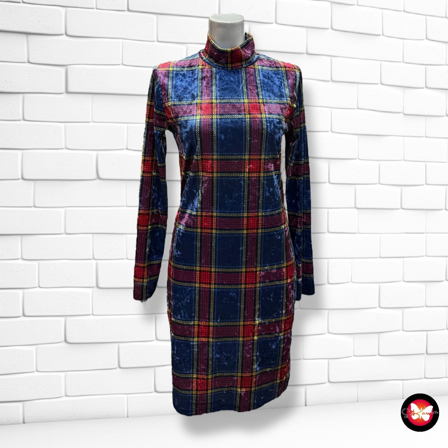 Vestido de cuadros de terciopelo Talla S
