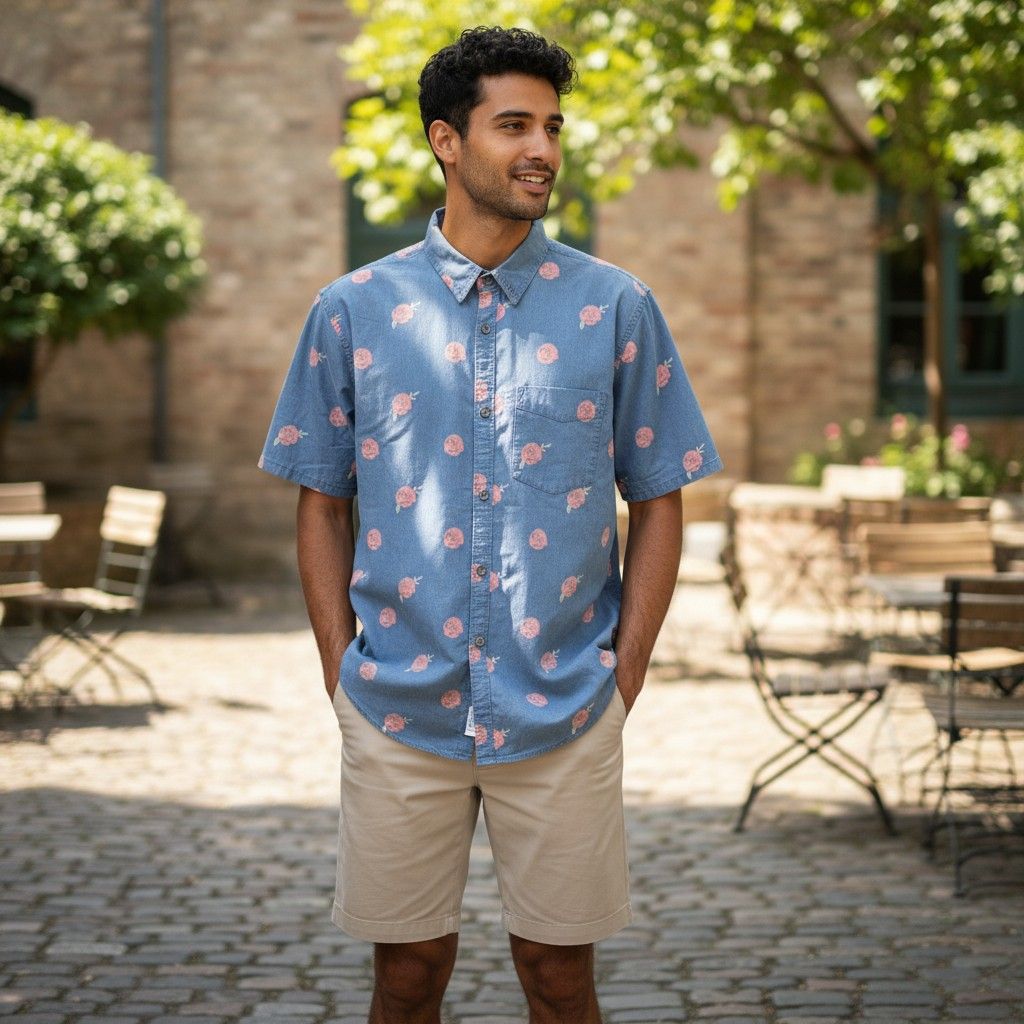 Camisa de manga corta estampado rosas HOLLISTER Talla Hombre M