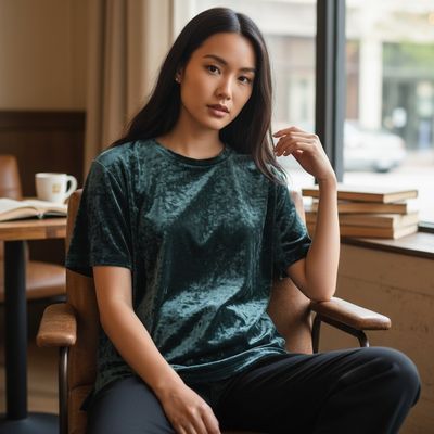 Blusa de manga corta de terciopelo BERSHKA Talla L