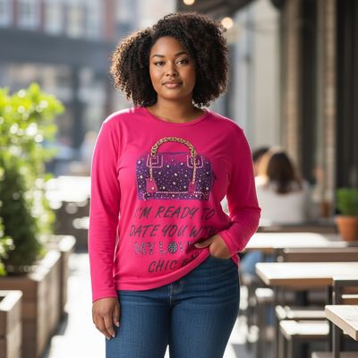 Camiseta de manga larga con apliques Talla XL