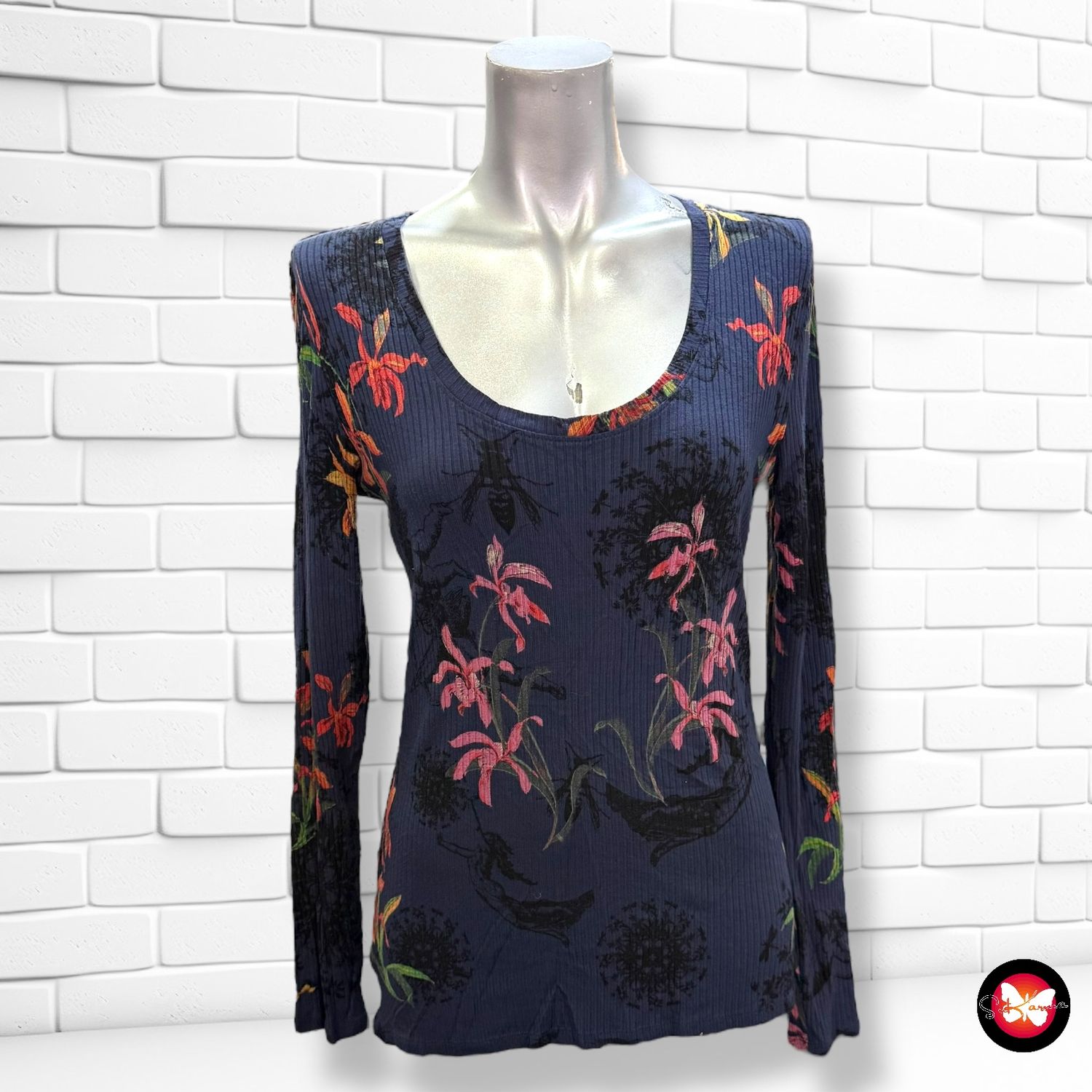 **HOY** Camiseta de manga larga canalé DESIGUAL Talla XL (pequeña)