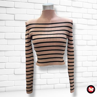Jersey de manga larga canalé de rayas Talla XS