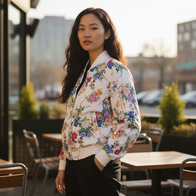 Chaqueta tipo bomber finita de flores ATTENTIF Talla 36