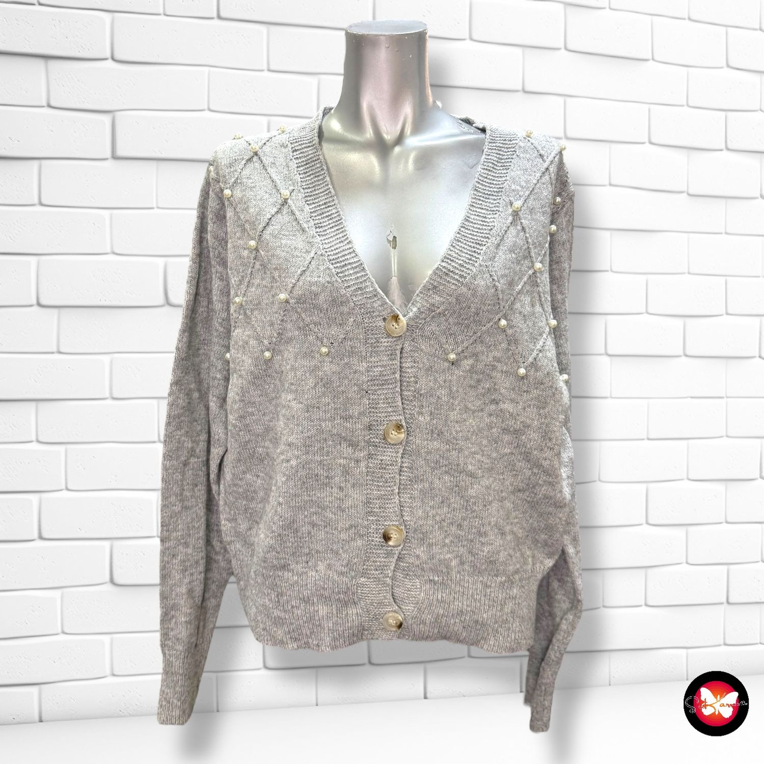 **HOY** Chaqueta de punto con perlitas SHEIN Talla L