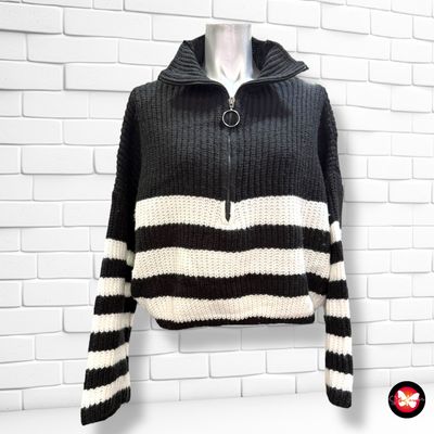 **HOY** Jersey de manga larga cropped de rayas SHEIN Talla M