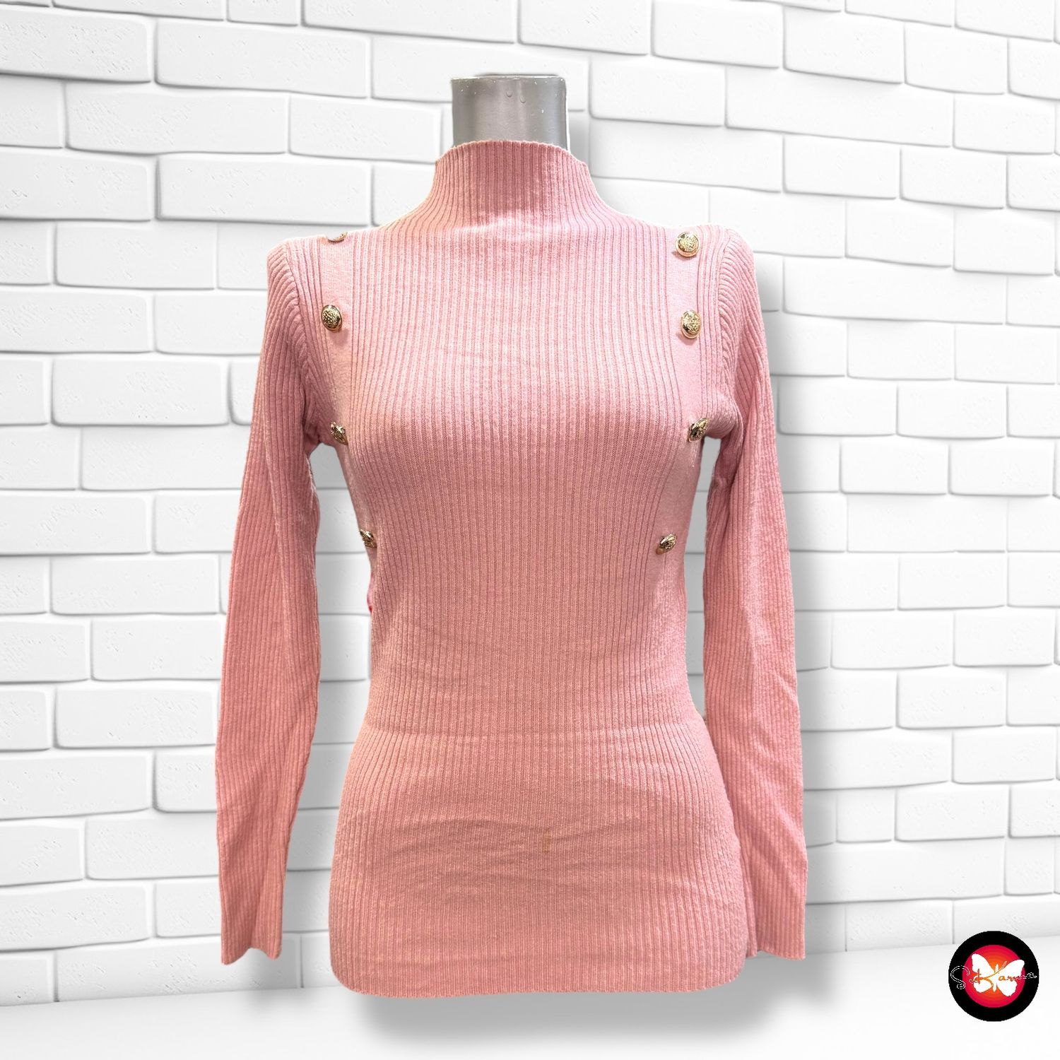 Jersey de manga larga canalé estilo militar Talla S