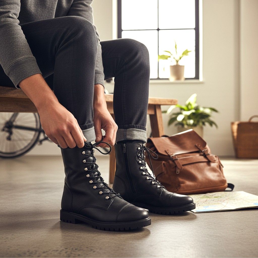 Botines militares de piel T36