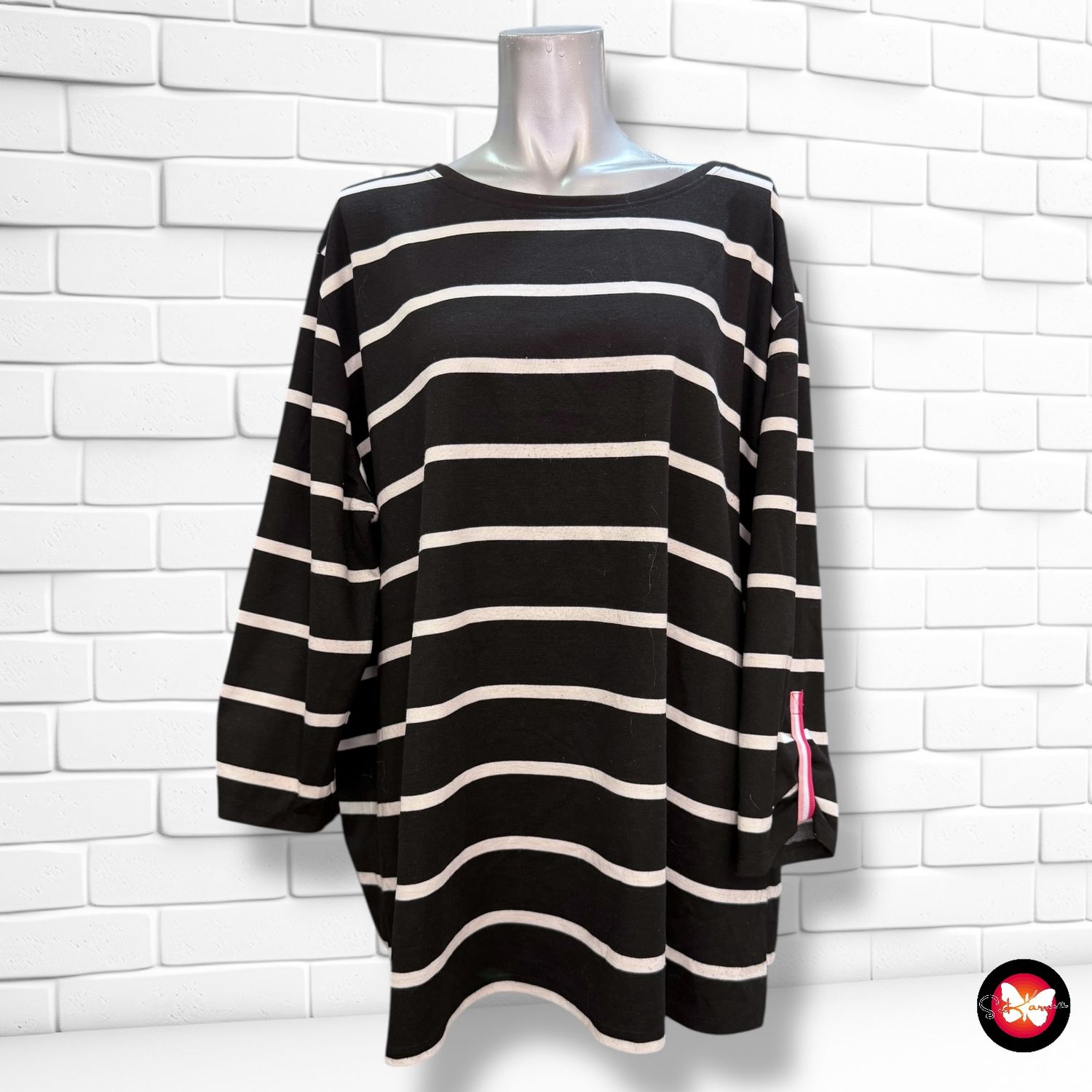 **HOY** Camiseta tipo sudadera de rayas LAURA TORELLI Talla 56/58