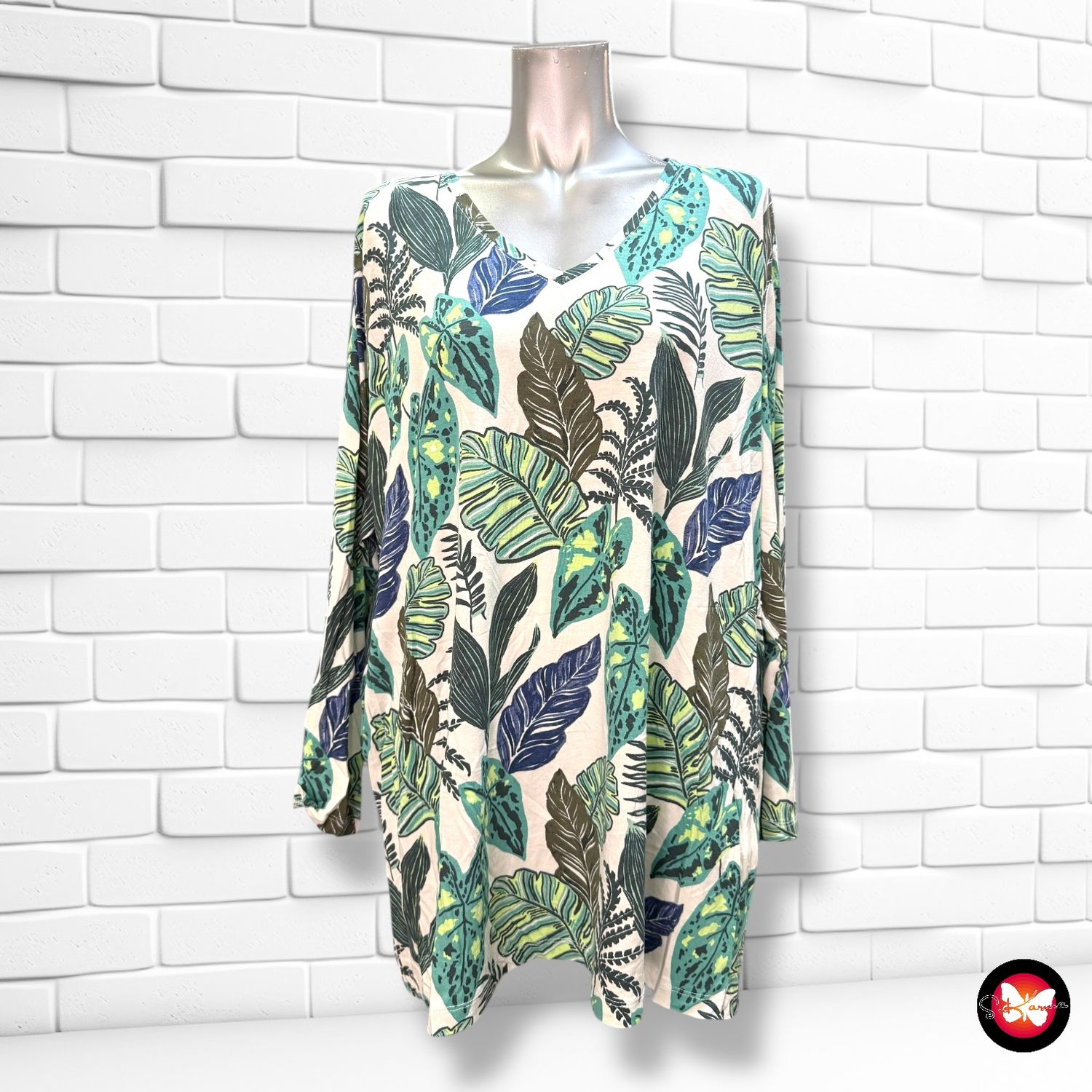 **HOY** Camiseta de manga larga estampado hojas C&amp;A Talla XXL