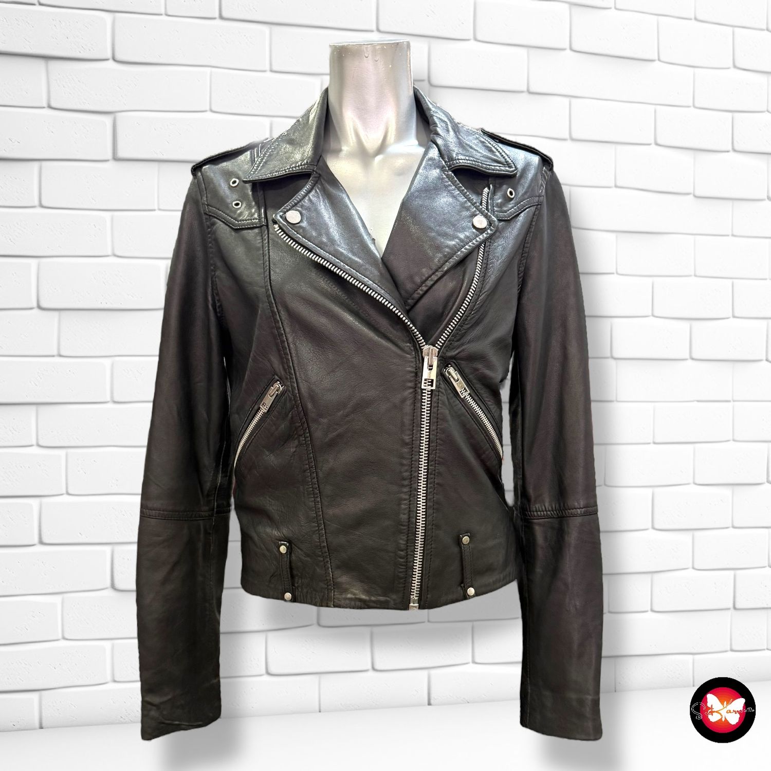 **HOY** Cazadora de piel biker MANGO Talla S