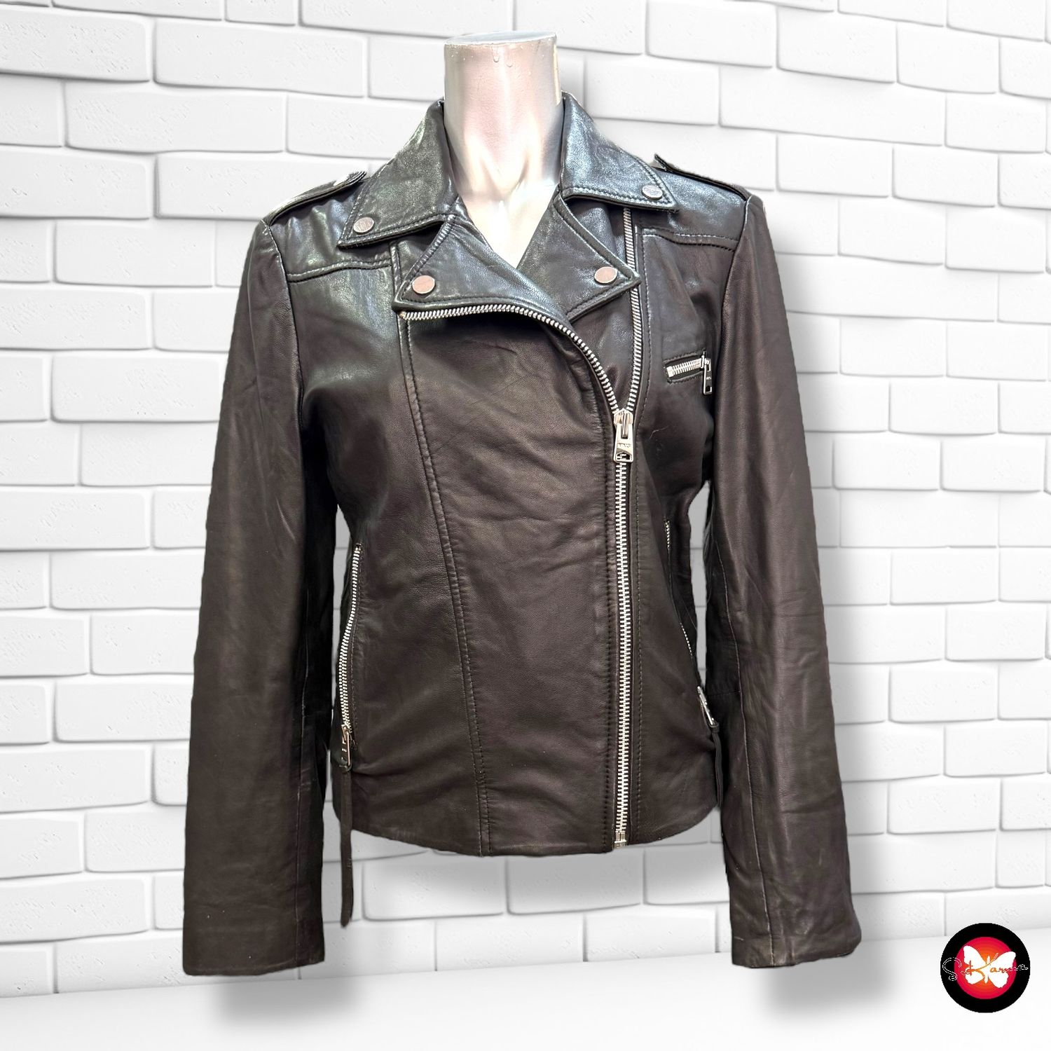 **HOY** Cazadora de piel biker MANGO Talla XS
