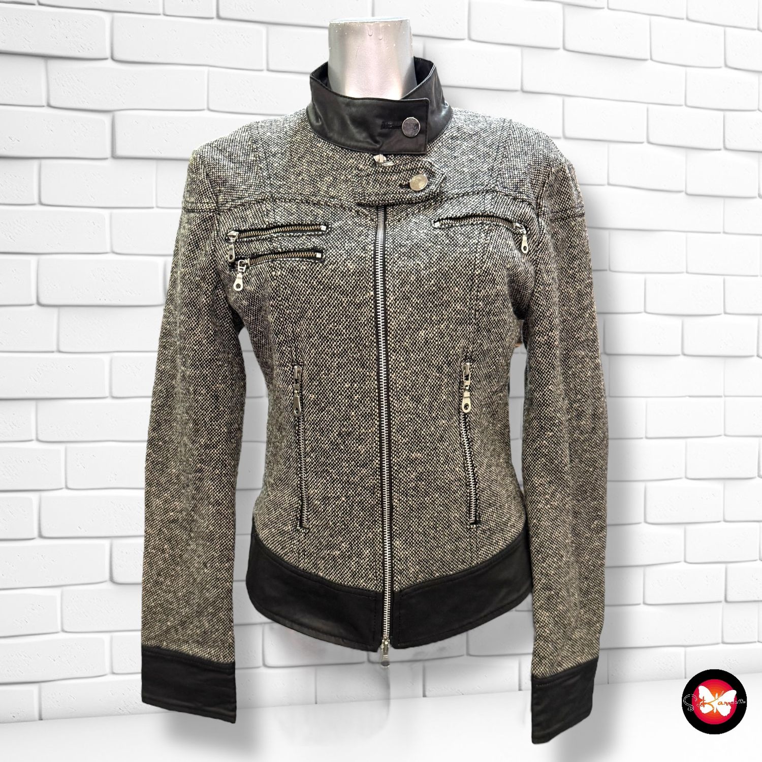 Chaqueta acolchada de paño y piel sintética IDOLS Talla XS