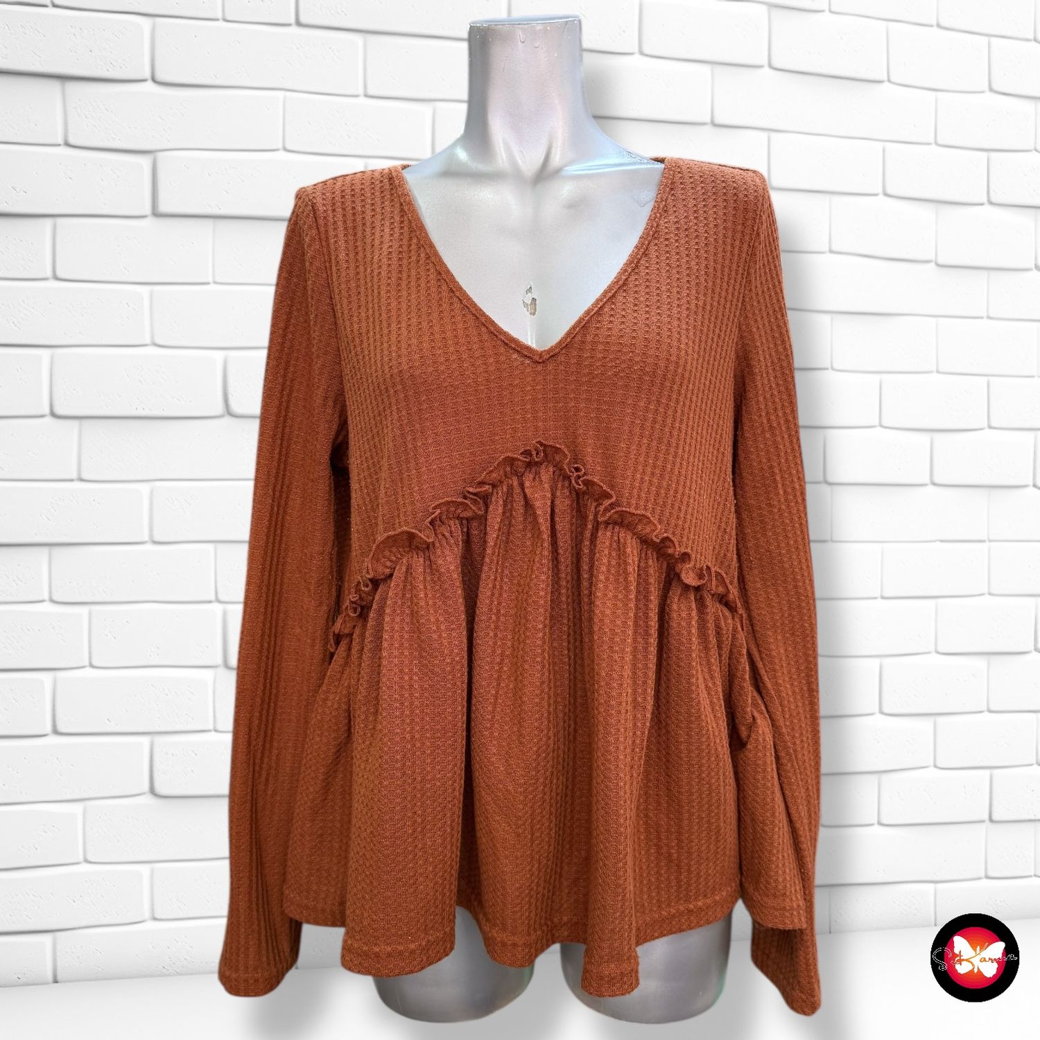 **HOY** Jersey de manga larga con volantitos SHEIN Talla L