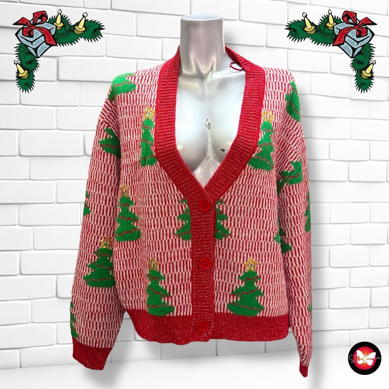 **HOY** Chaqueta de punto Navideña con lurex “ARBOLITOS” Talla M
